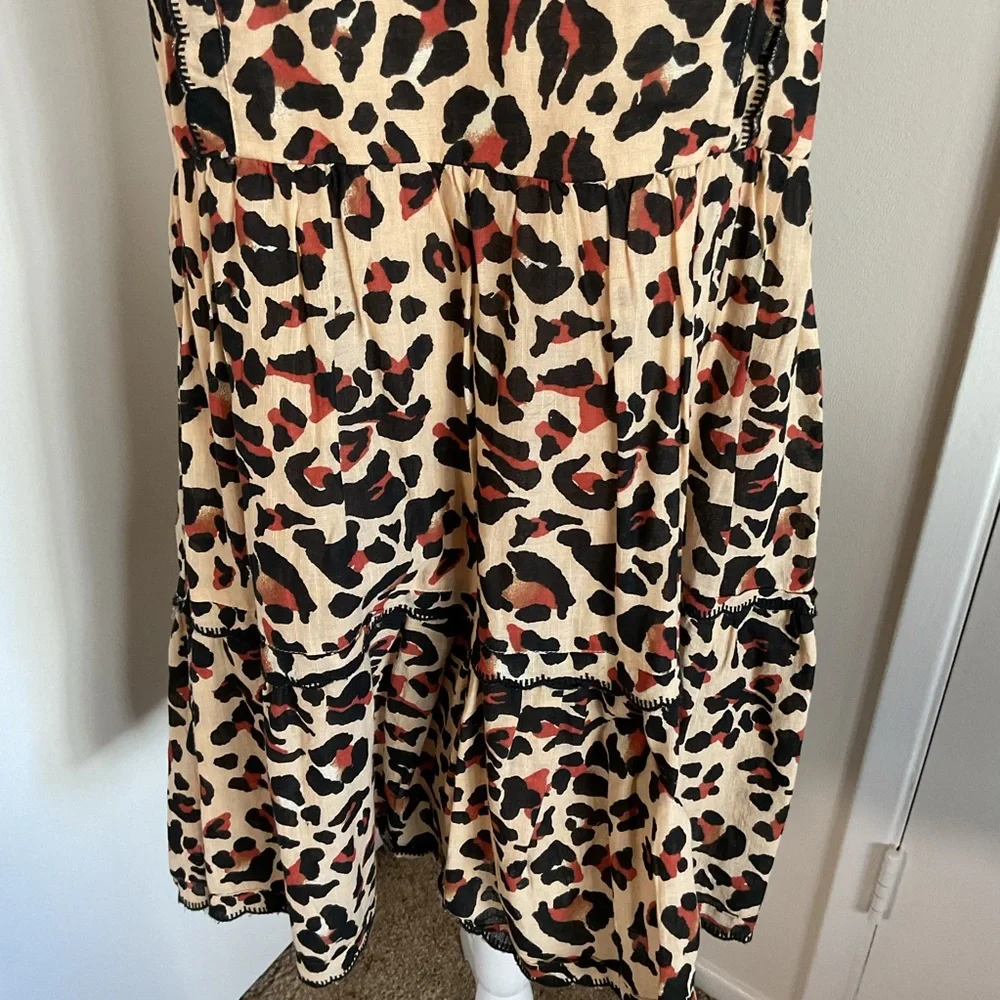 Urban Outfitters Hanna Leopard Print Scallop Ruffle Babydoll Dress Size L - Picture 4 of 7